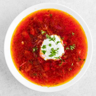 Red Borscht (Vegetarian or with Pork)