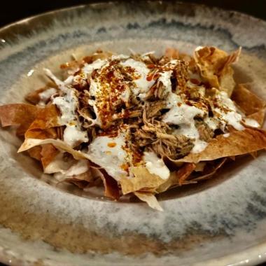Crispy Noodle Cut Phyllo with Spicy Pulled Chicken
